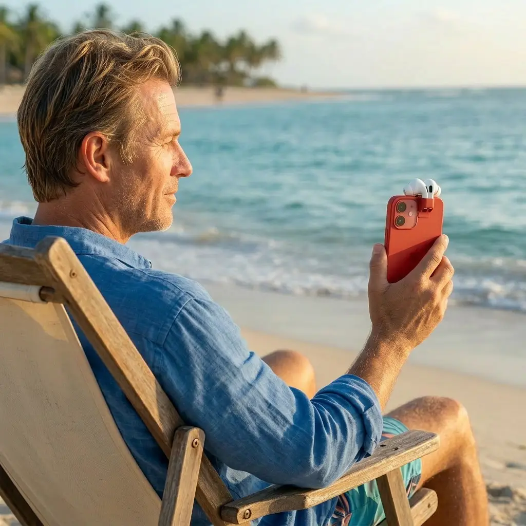PodMont Red - Man At Beach